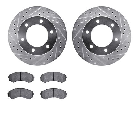 DYNAMIC FRICTION CO 7302-37015, Rotors-Drilled and Slotted-Silver with 3000 Series Ceramic Brake Pads, Zinc Coated 7302-37015
